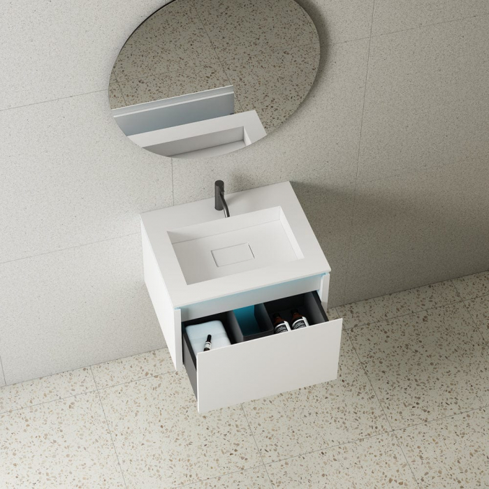Mobilier baie suspendat alb mat, cu lavoar inclus si iluminare LED, 60x40 cm, Anna [5]