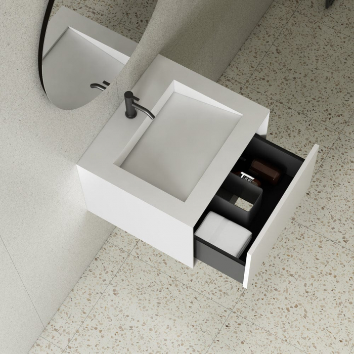 Mobilier baie suspendat cu lavoar inclus alb mat, 60x52 cm, Elysium Helen [3]