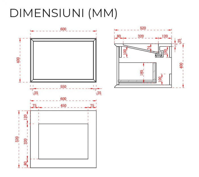 Mobilier baie suspendat cu lavoar inclus alb mat, 60x52 cm, Elysium Helen [5]