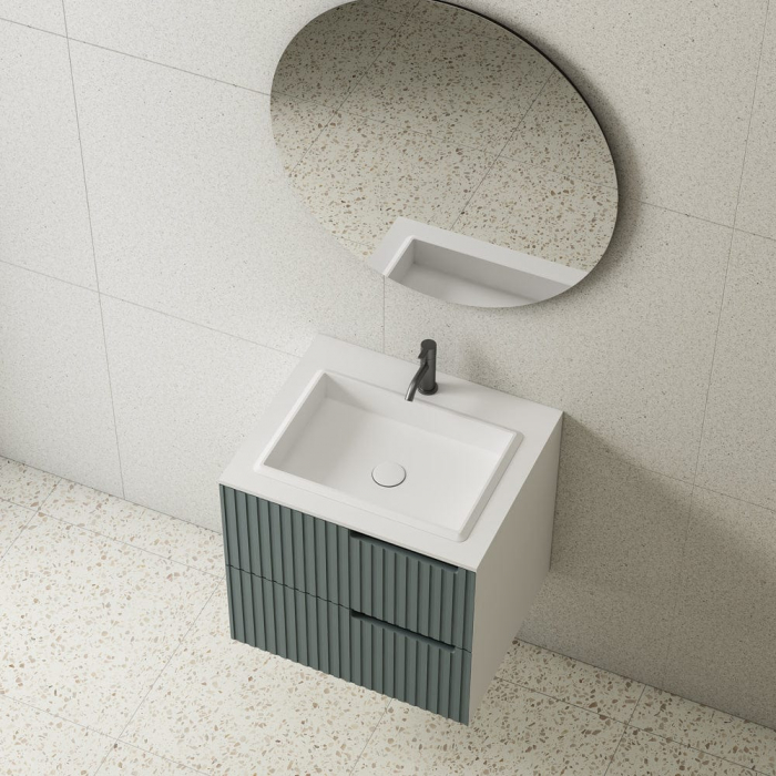 Mobilier baie suspendat gri plumb mat cu lavoar inclus, 60x50 cm, Elysium Meda [3]
