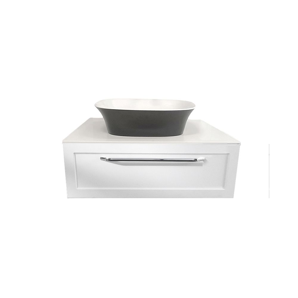 Dulap baie suspendat KolpaSan Blanche 75 cm, pentru lavoar pe blat, alb [4]