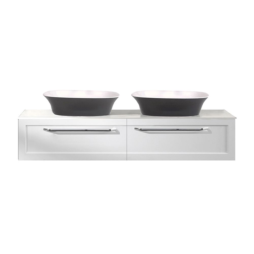 Dulap baie suspendat KolpaSan Blanche, 150 cm, pentru lavoar pe blat, alb [3]