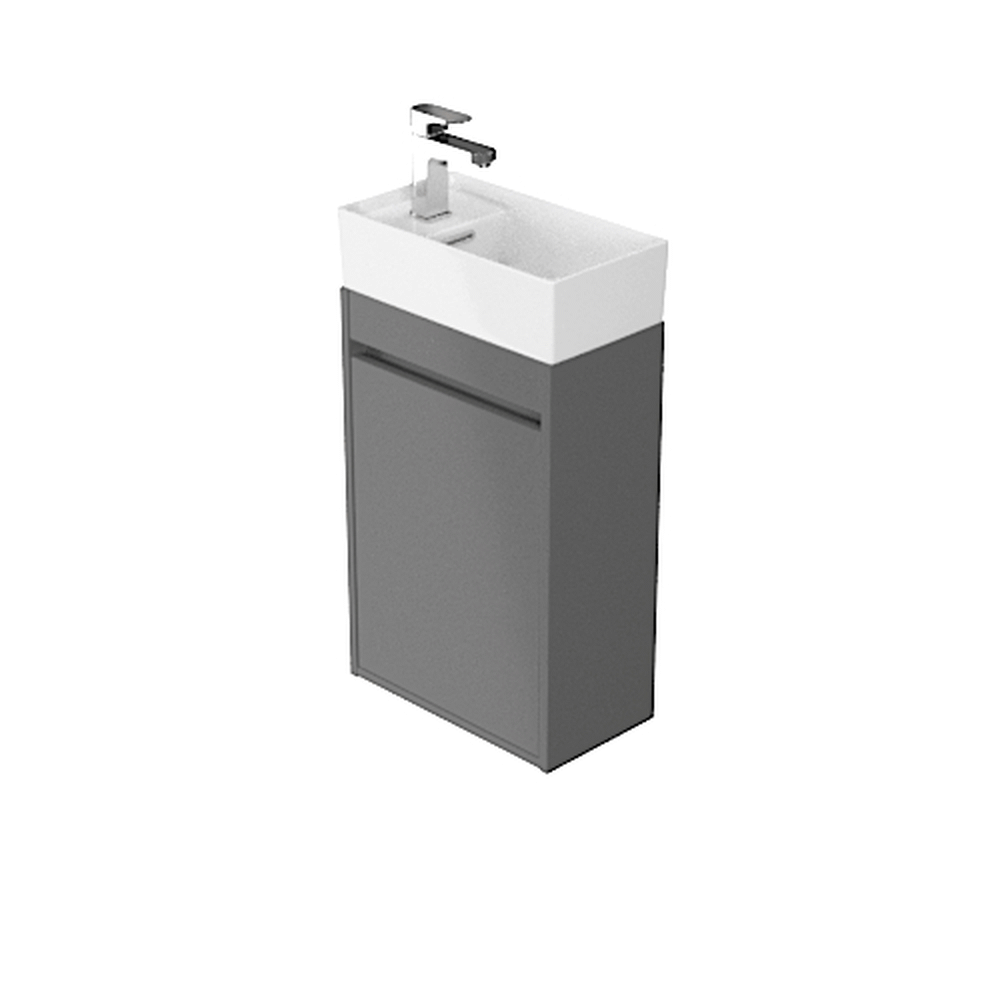 Dulap baie suspendat Cersanit Crea pentru lavoar, 40 cm, gri, montat [2]