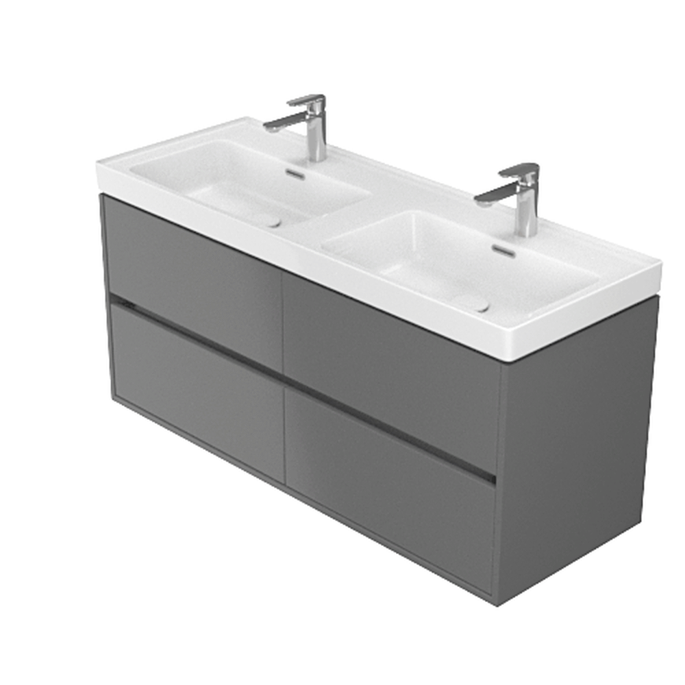 Dulap baie suspendat Cersanit Crea pentru lavoar incastrabil, 120 cm, gri, montat [2]