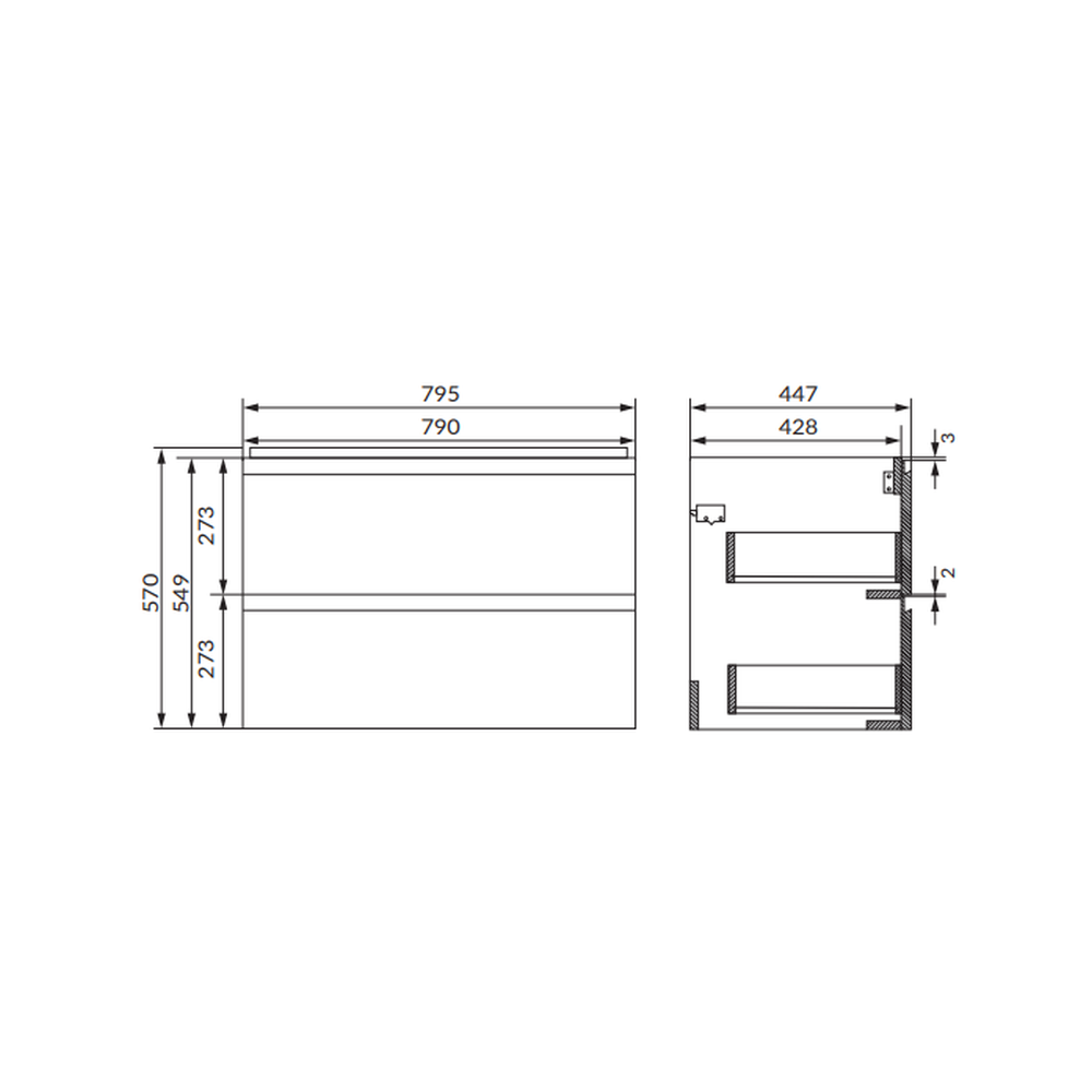 Dulap baie suspendat Cersanit Moduo 80 pentru lavoar, antracit mat [3]