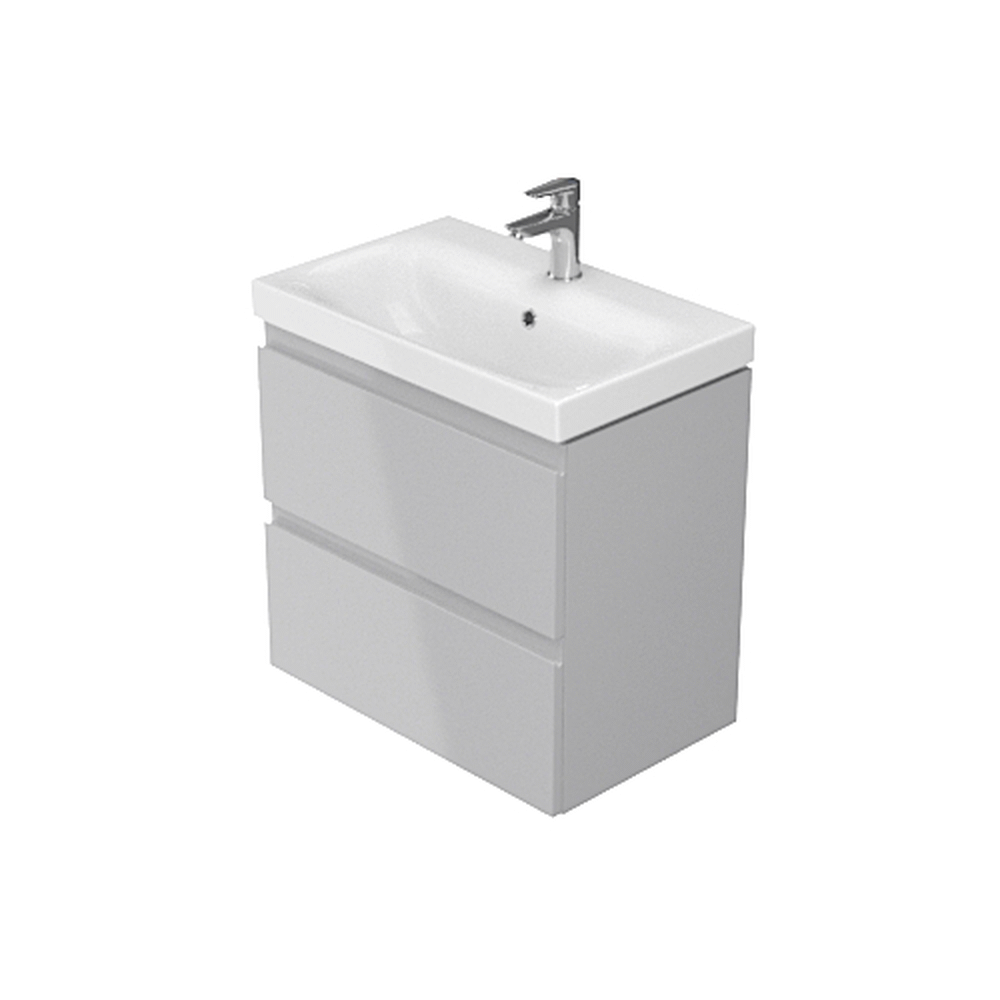 Dulap baie suspendat Cersanit Moduo Slim 60 pentru lavoar, gri, montat [2]