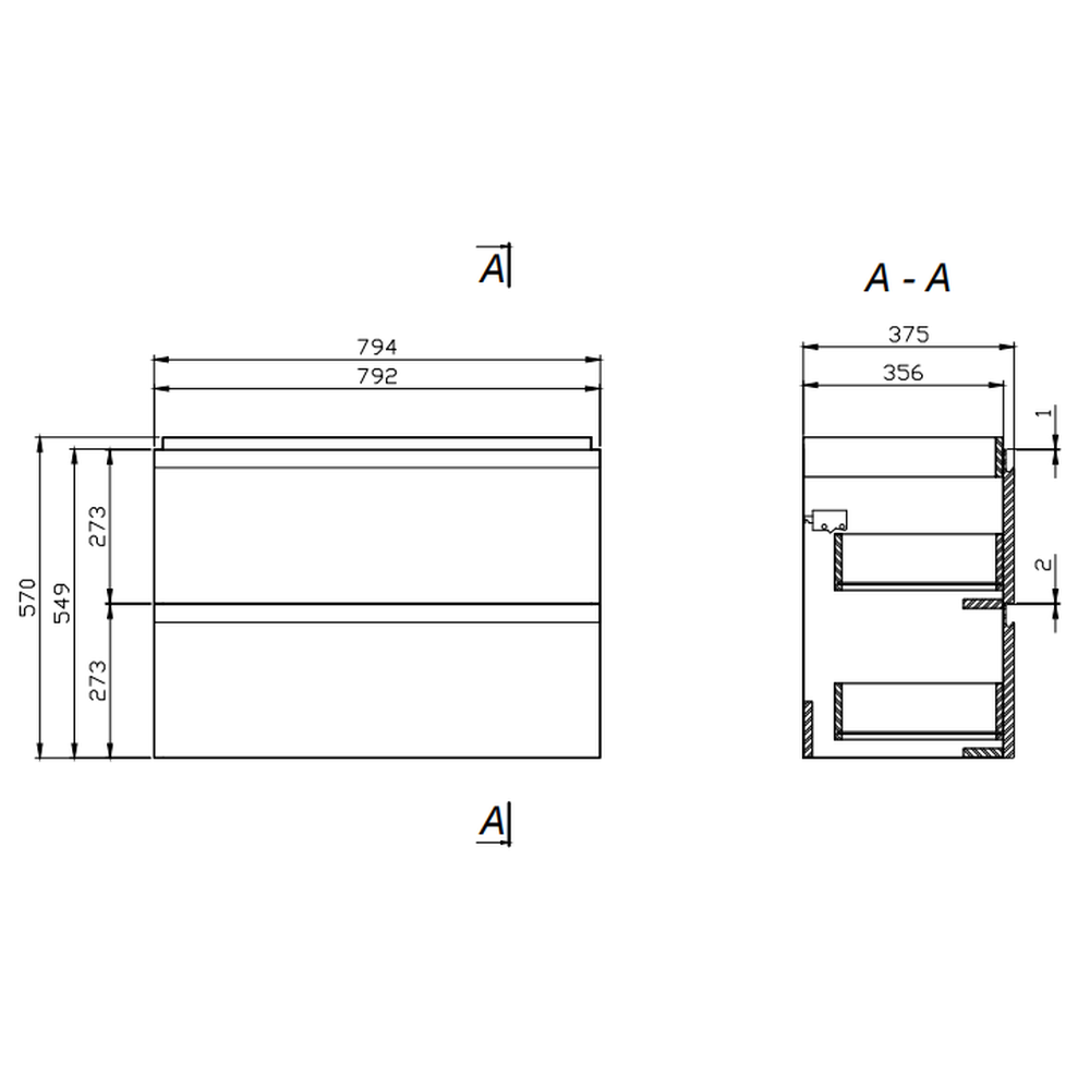 Dulap baie suspendat Cersanit Moduo Slim 80 pentru lavoar, gri [2]