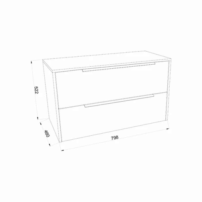 Mobilier baie suspendat pentru lavoar pe blat 80 cm, 2 sertare cu soft close, front riflat, alb mat, manere crom, Fluminia Istria [4]