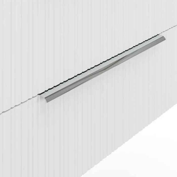 Mobilier baie suspendat pentru lavoar pe blat 80 cm, 2 sertare cu soft close, front riflat, alb mat, manere crom, Fluminia Istria [3]