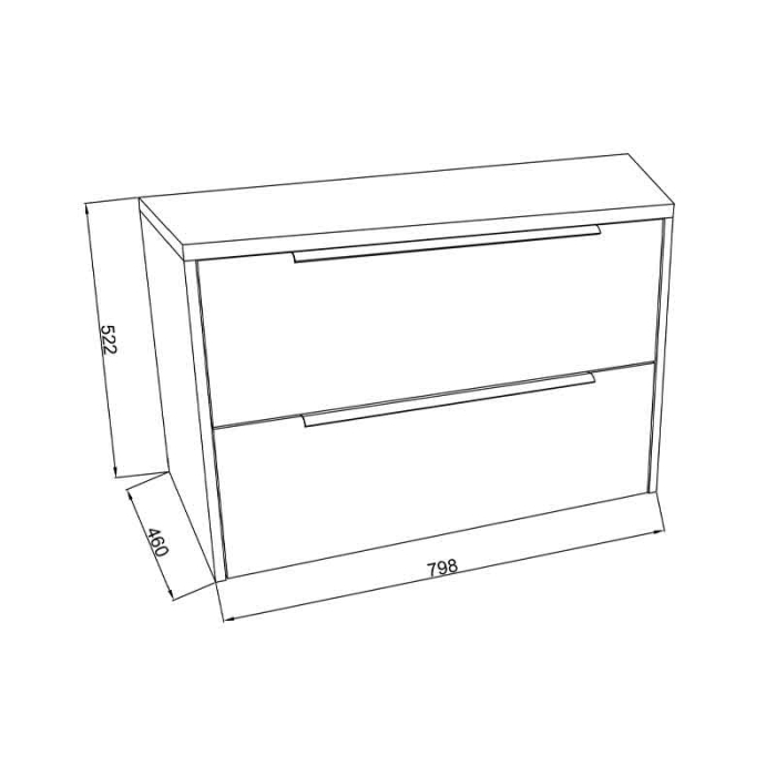 Mobilier baie suspendat pentru lavoar pe blat 80x46 cm, 2 sertare cu inchidere soft close, mattone, cu manere negre, Fluminia Istria [4]