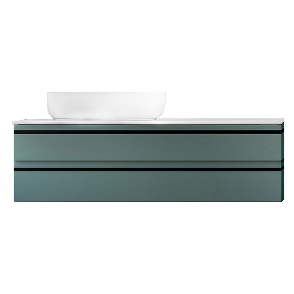 Dulap baie suspendat KolpaSan Alexis, 120 cm, pentru lavoar pe blat, verde mat [4]