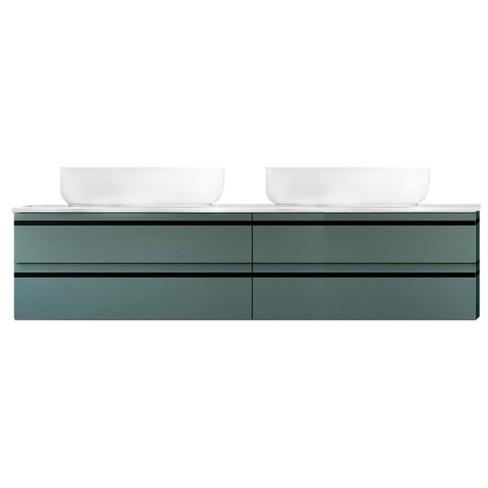 Dulap baie suspendat Kolpasan Alexis 150 cm, pentru doua lavoare pe blat, verde mat [2]