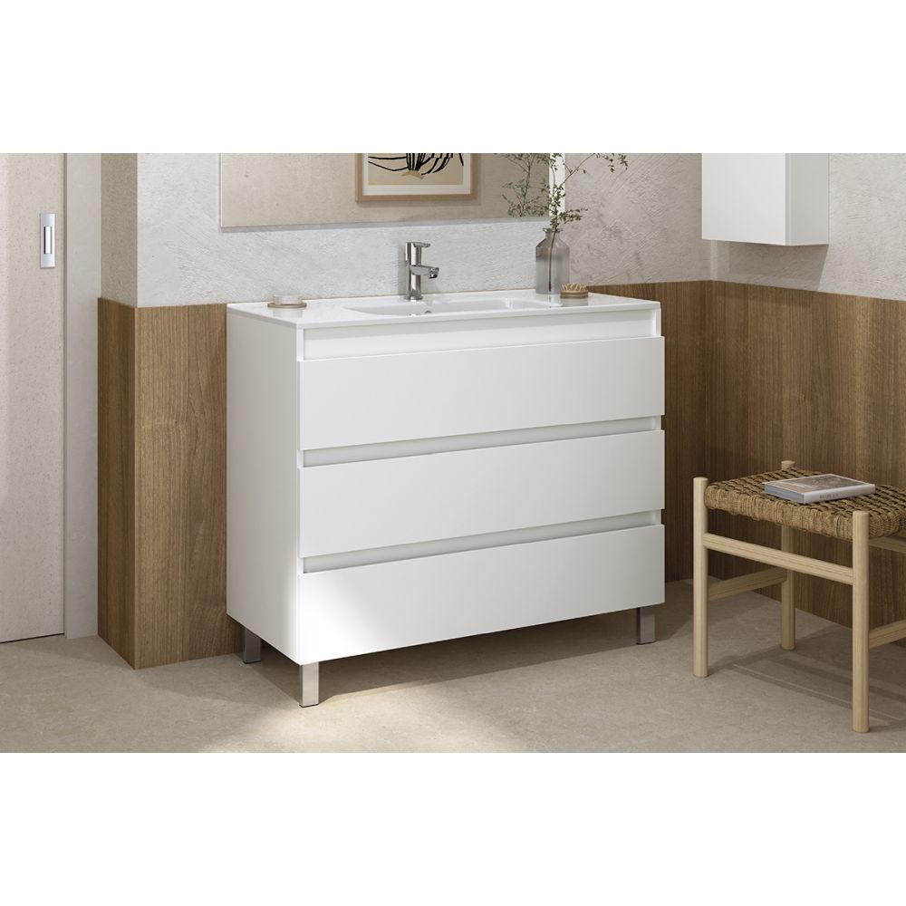 Set dulap baie 3 sertare Gala Daily cu lavoar inclus, 80 cm, alb lucios [2]