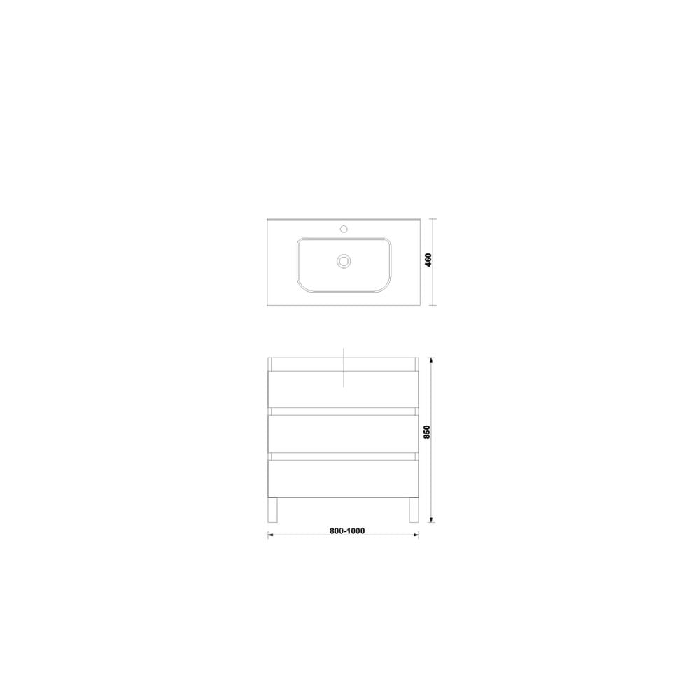 Set dulap baie 3 sertare Gala Daily cu lavoar inclus, 80 cm, stejar [2]