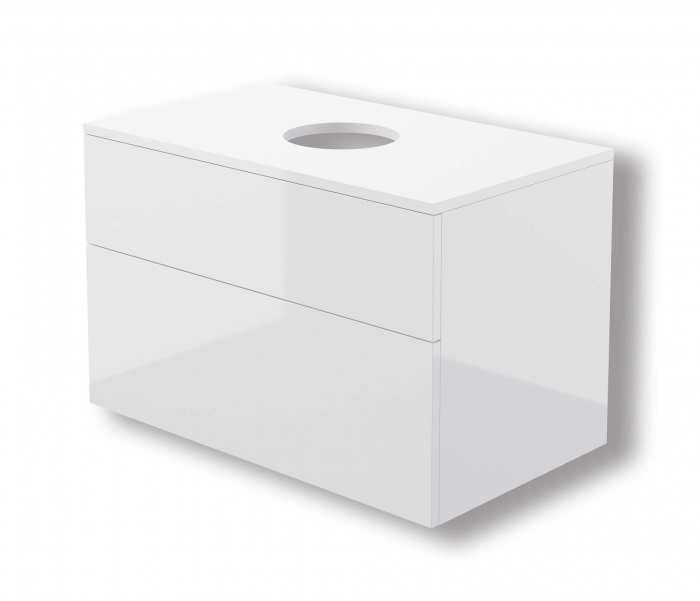 Dulap baie suspendat 80x52x47 cm pentru lavoar, alb lucios, MDF, Deante Prizma