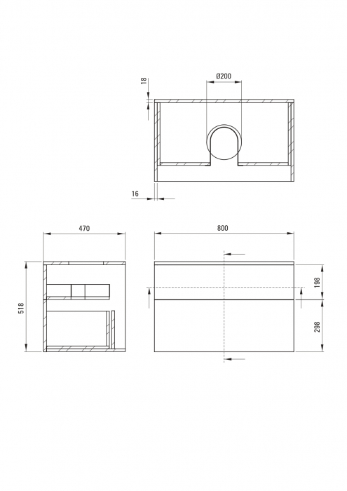 Dulap baie suspendat 80x52x47 cm pentru lavoar, negru mat, MDF, Deante Prizma [5]