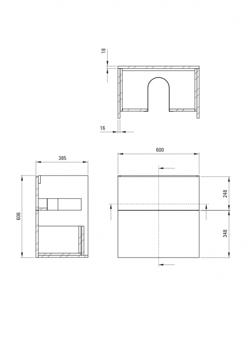 Dulap baie suspendat 60x60x38.5cm pentru lavoar, negru mat, MDF, Deante Prizma [2]