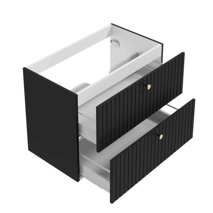 Dulap baie suspendat 80X60 cm pentru lavoar, negru mat, doua sertare softclose Defra Fuego [2]