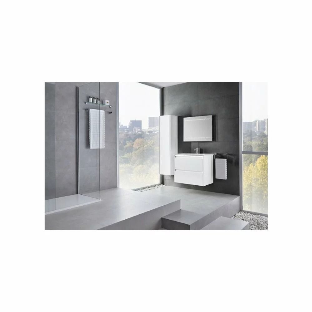 Set dulap baie suspendat 2 sertare Gala Klea cu lavoar inclus, 80 cm, alb lucios [2]