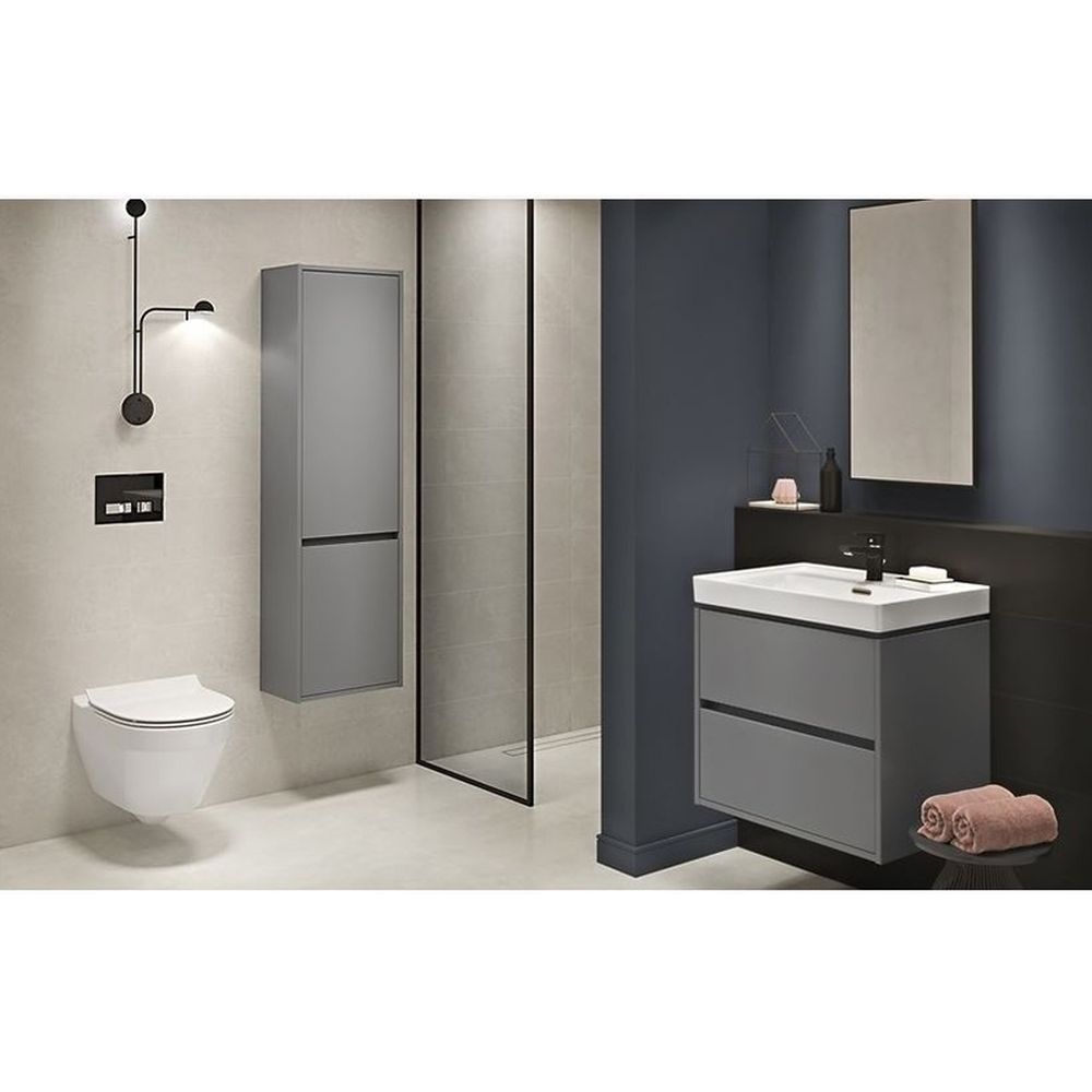 Mobilier lavoar suspendat cu 2 sertare Cersanit, gri, 80 cm, Crea [3]
