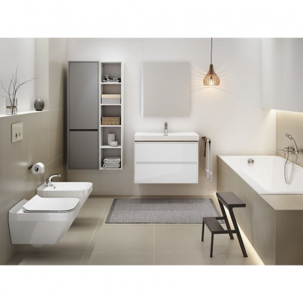Mobilier lavoar suspendat cu 2 sertare Cersanit, alb, 80 cm, Crea [5]