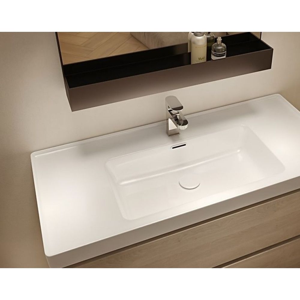 Mobilier lavoar suspendat cu 2 sertare Cersanit, stejar deschis, 100 cm, Crea [3]