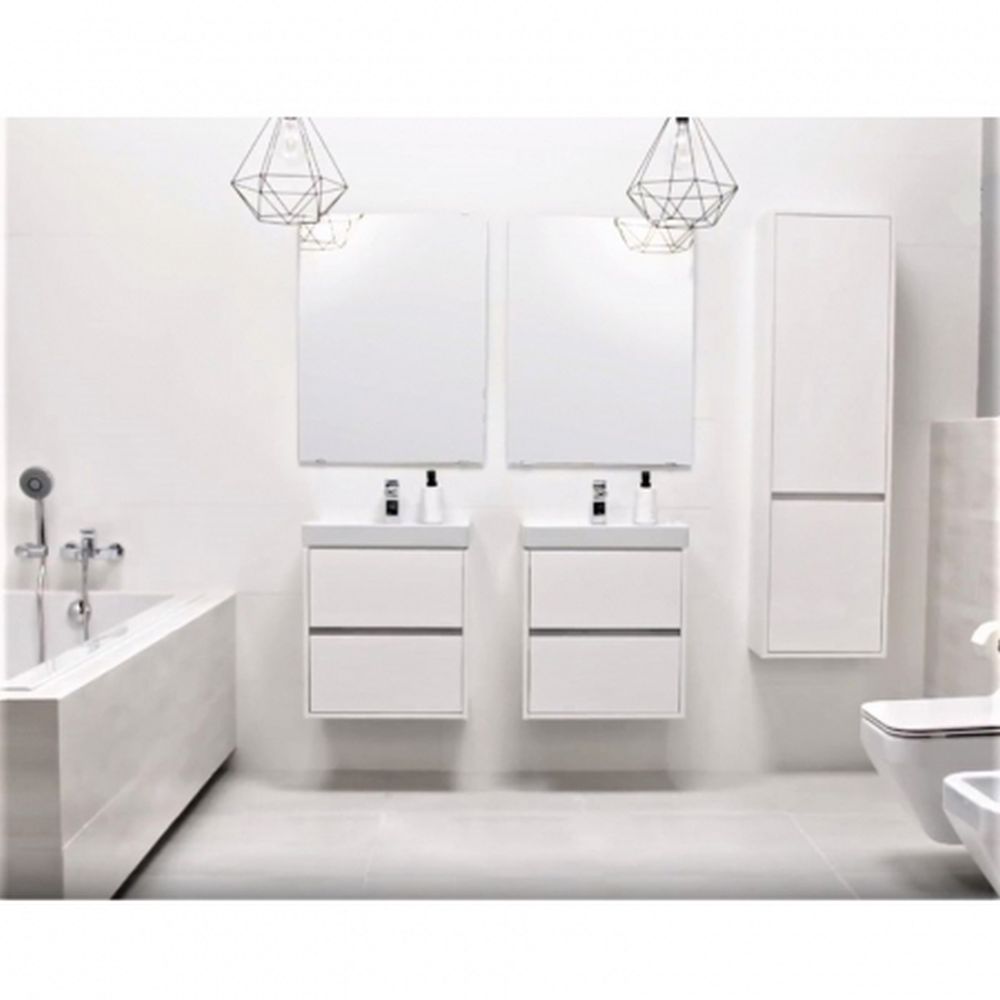Mobilier lavoar suspendat cu 2 sertare Cersanit, alb, 80 cm, Crea [4]