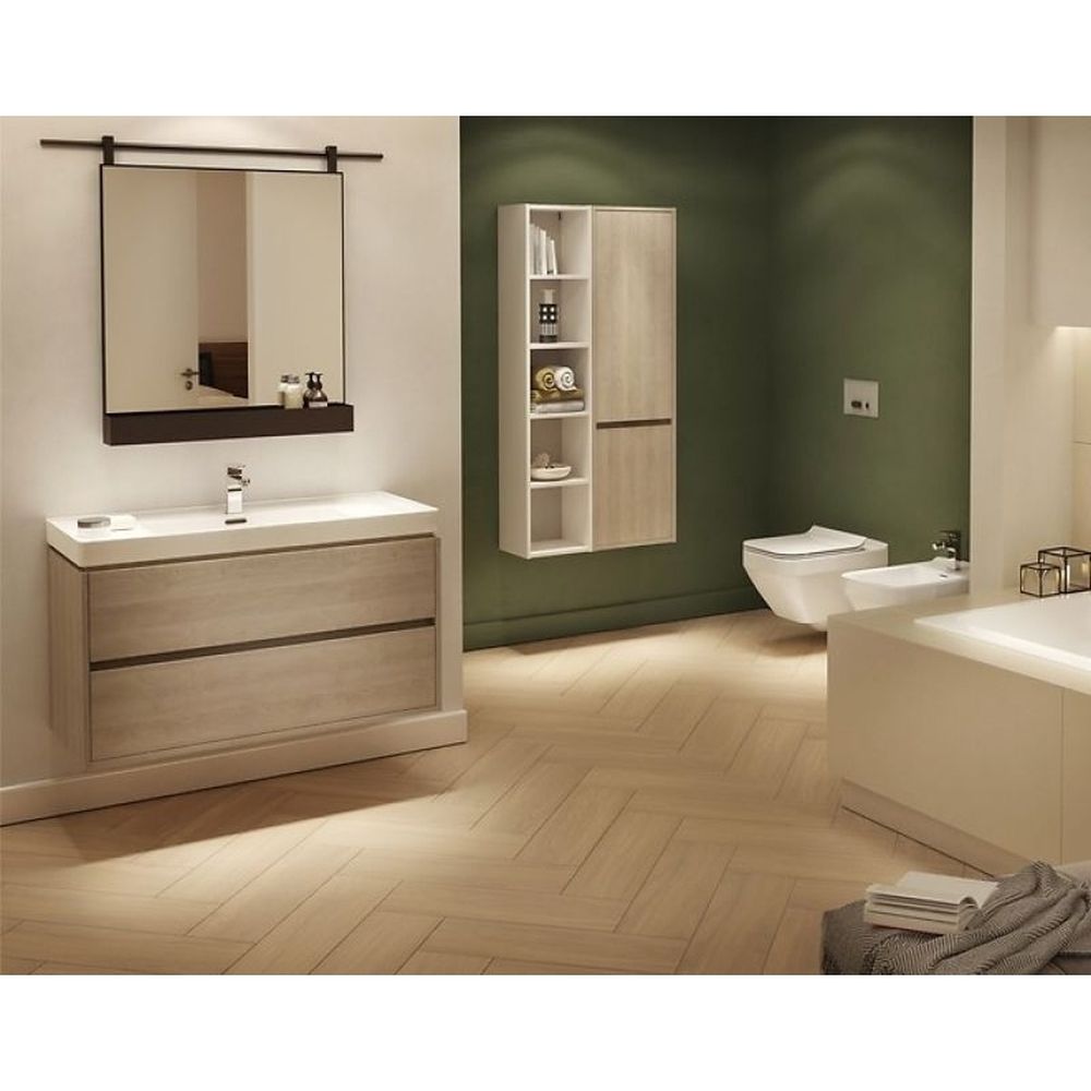 Mobilier lavoar suspendat cu 2 sertare Cersanit, stejar deschis, 100 cm, Crea [4]