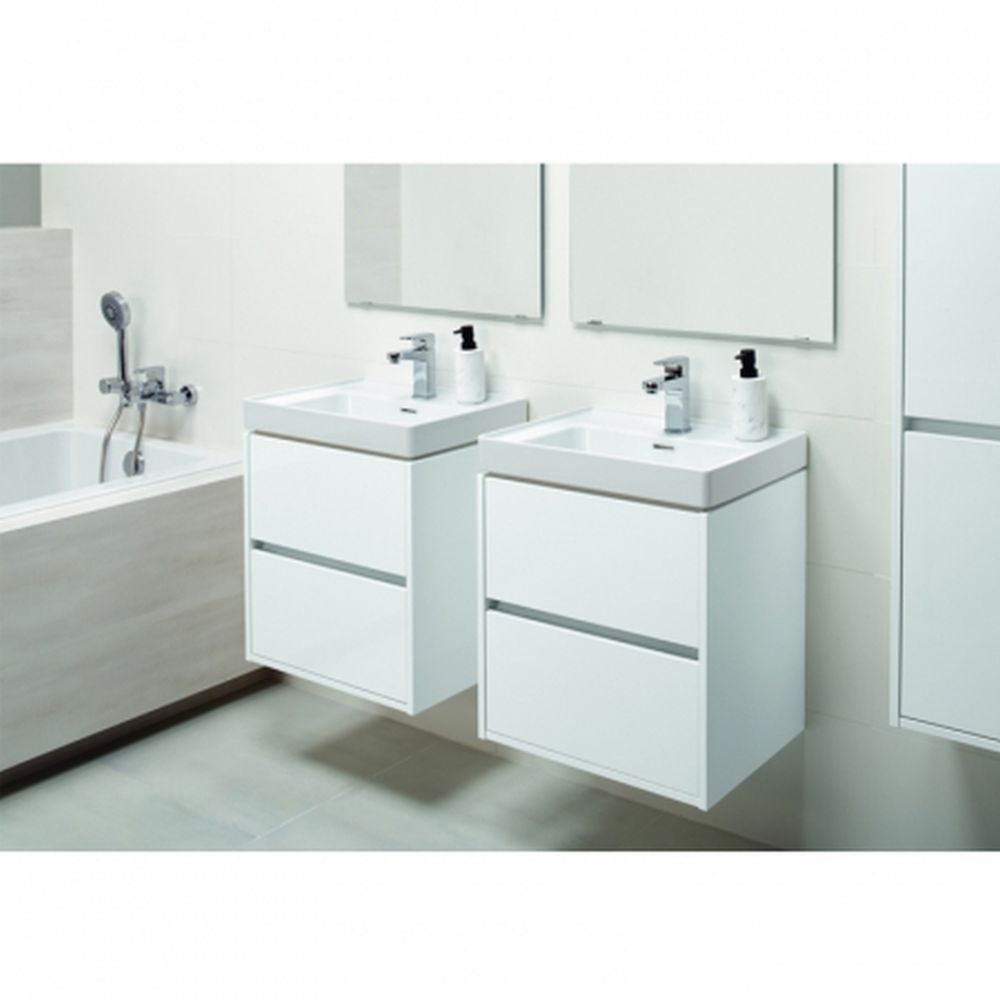 Mobilier lavoar suspendat cu 2 sertare Cersanit, alb, 80 cm, Crea [3]