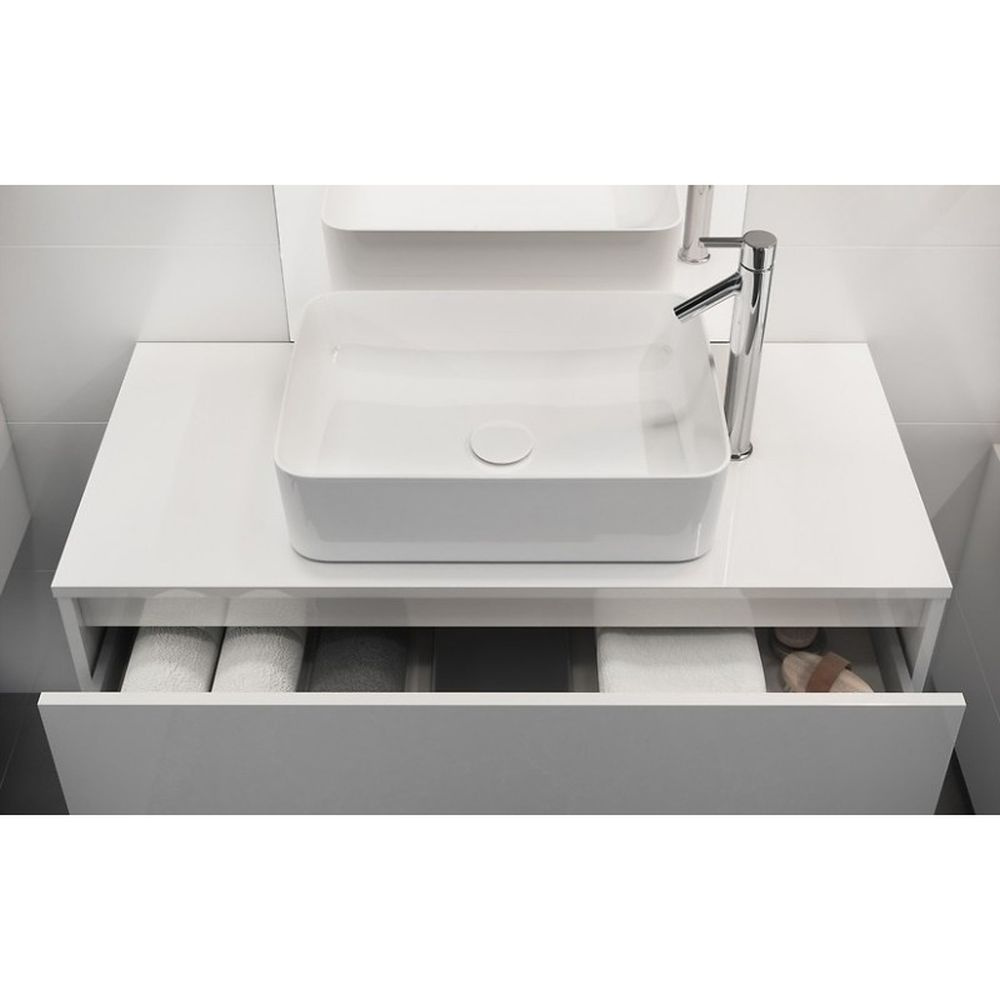 Mobilier lavoar suspendat cu 2 sertare Cersanit, alb, 100 cm, Crea [3]