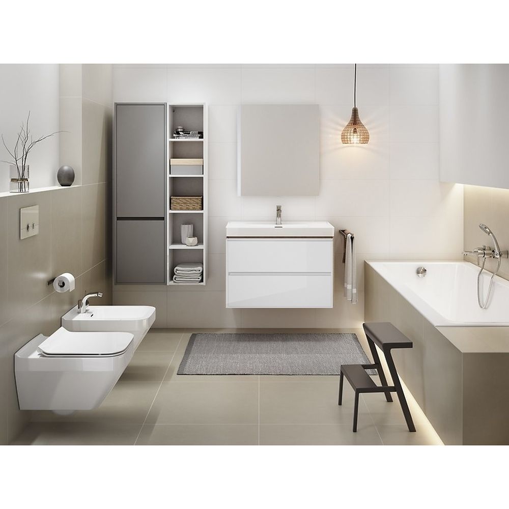 Mobilier lavoar suspendat cu 2 sertare Cersanit, alb, 100 cm, Crea [4]