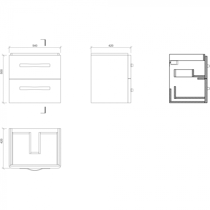 Mobilier pentru lavoar Cersanit Urban Harmony 54x42x50 cm, alb, montat,Cersanit [3]