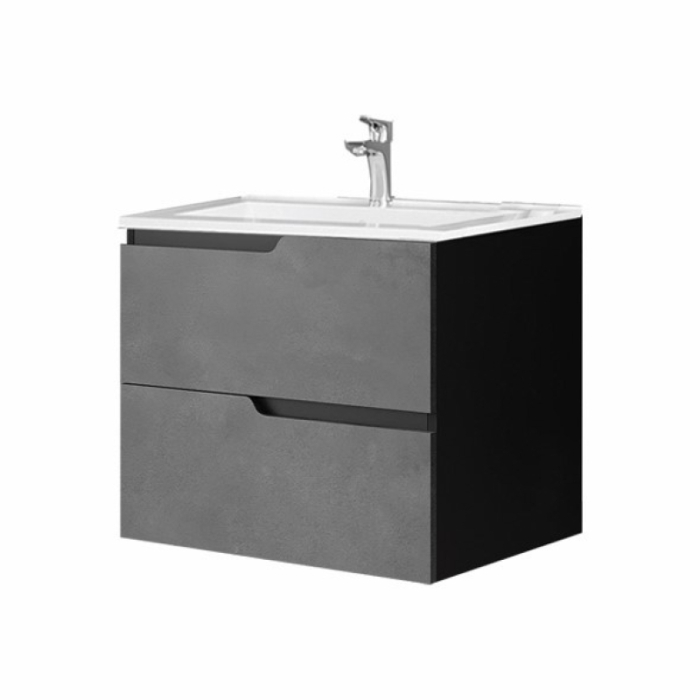 Mobilier pentru lavoar incastrat 60 cm, sertare softclose, gri urban, Fluminia Bari [1]