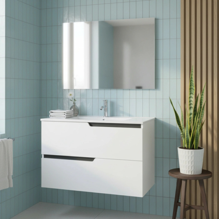 Mobilier pentru lavoar incastrat  80 cm, alb mat, Fluminia Bari 80 [2]