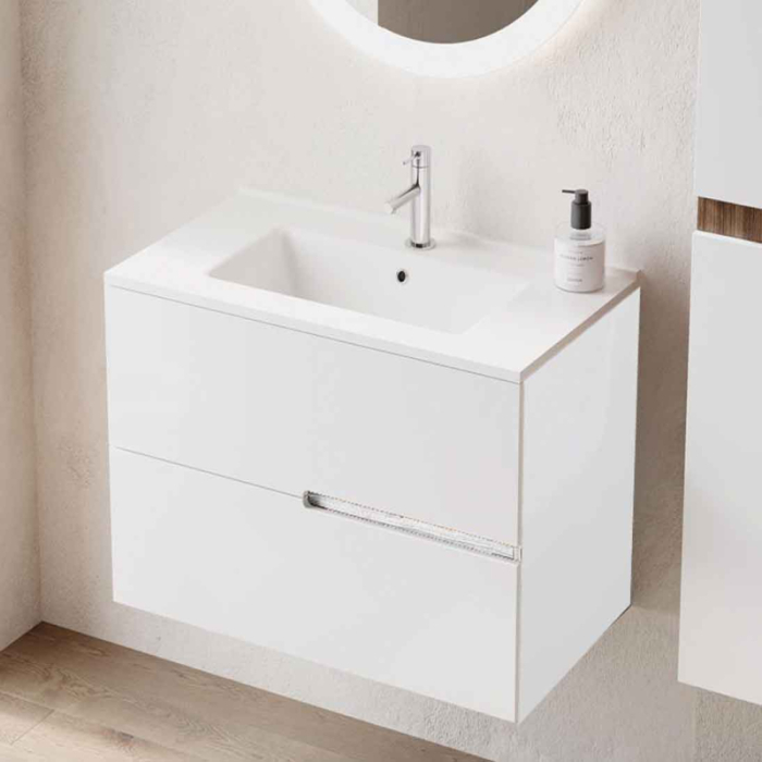 Mobilier pentru lavoar pe blat 100 cm, alb lucios, Fluminia Toledo [2]