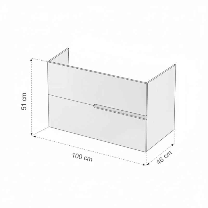Mobilier pentru lavoar pe blat 100 cm, alb lucios, Fluminia Toledo [3]