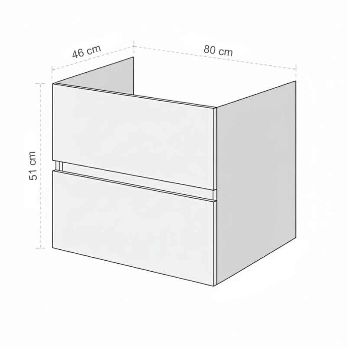 Mobilier pentru lavoar pe blat 80 cm, alb lucios, Fluminia Genova [3]