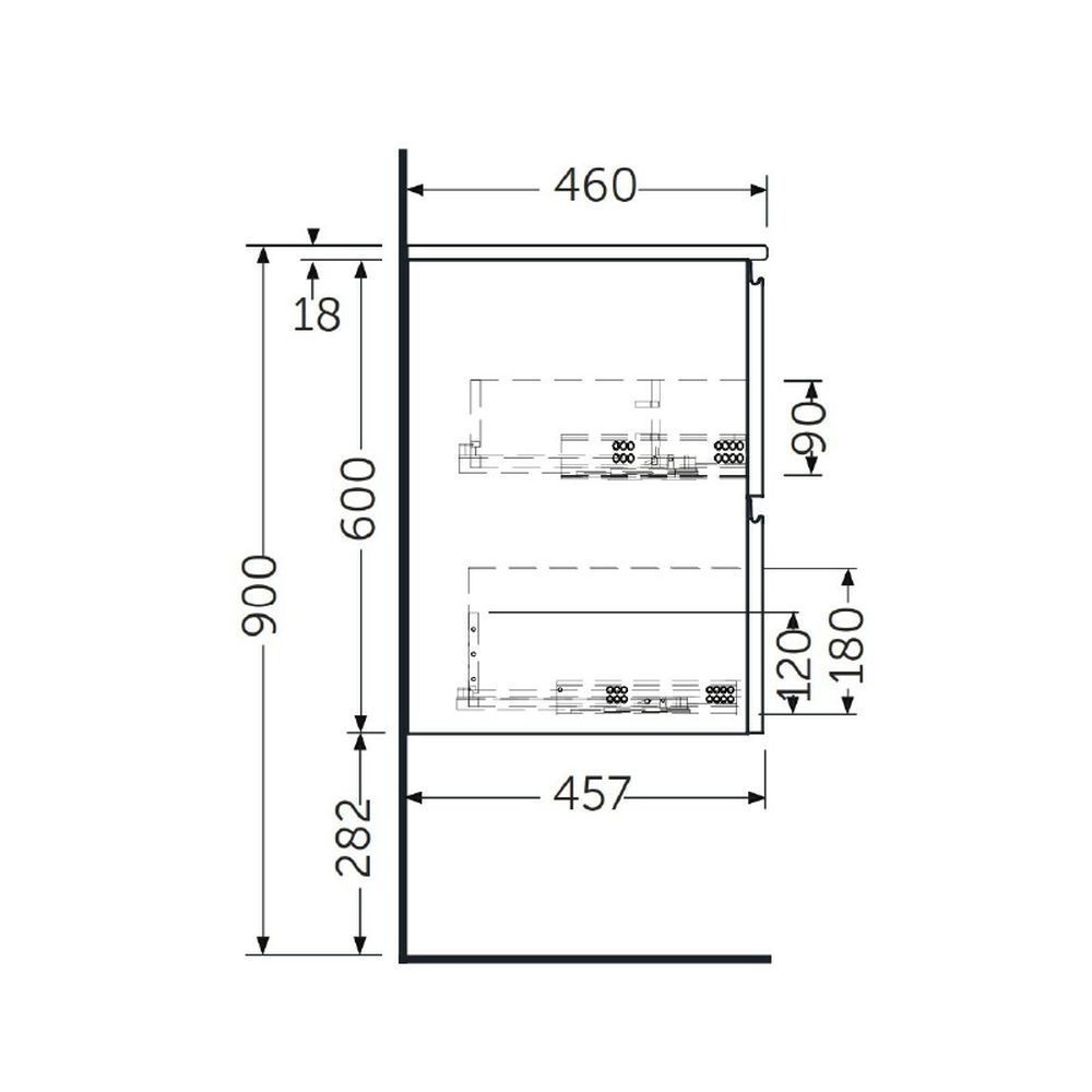 Mobilier suspendat incastrabil pentru lavoar, Joy, 80 cm stejar, Rak [3]