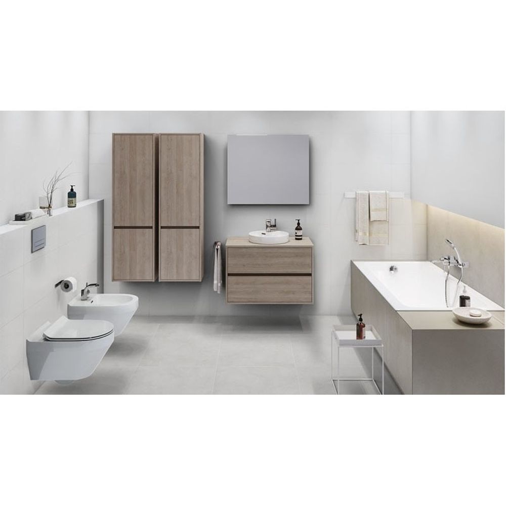 Dulap baie suspendat Cersanit Crea 80 cm pentru lavoar pe blat, stejar [2]