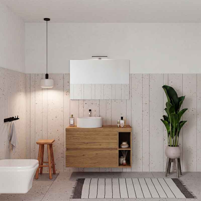 Mobilier suspendat pentru lavoar 80 cm, rovere naturale, Fluminia Genova [5]