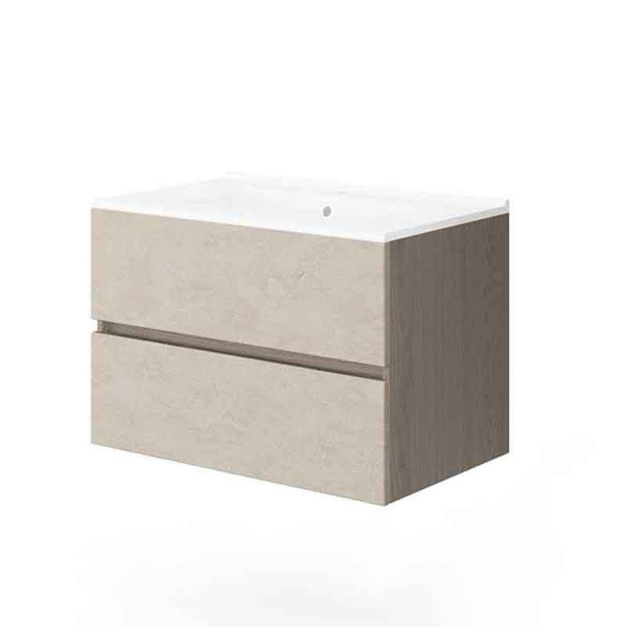 Mobilier suspendat pentru lavoar 60x46 cm, cu front rugos, almond/noce americano, Fluminia Genova [3]