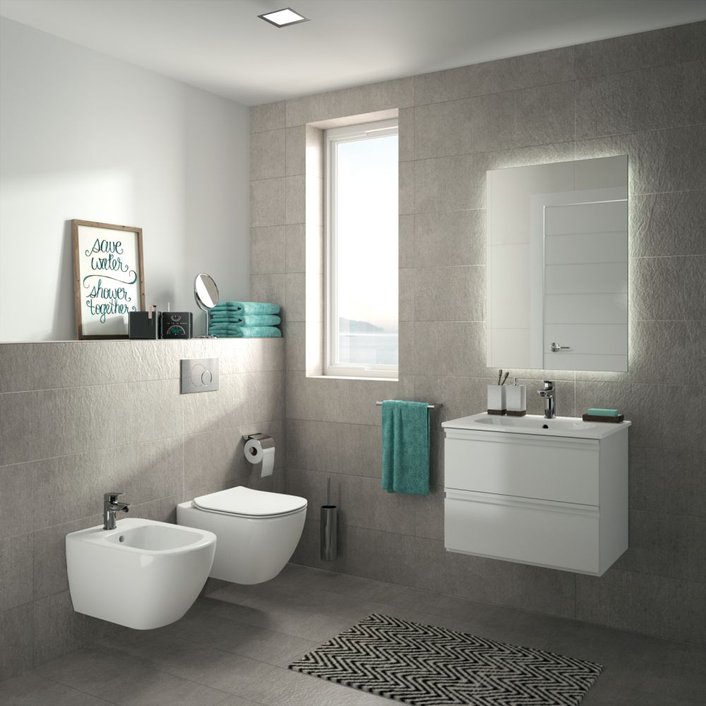 Dulap baie suspendat Ideal Standard Tesi pentru lavoar, 60 cm, MDF, alb lucios [2]