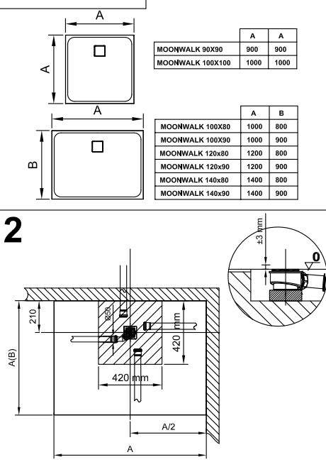 Cadita de dus patrata, din marmura turnata, Gri Manhattan, 90x90x4 cm, KolpaSan Moonwalk   [2]
