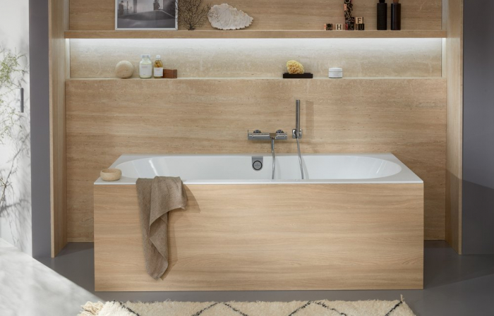 Cada baie dreptunghiulara incastrata, alba, compozit-quaryl, cu sifon si preaplin, Villeroy & Boch Oberon 2.0 [3]