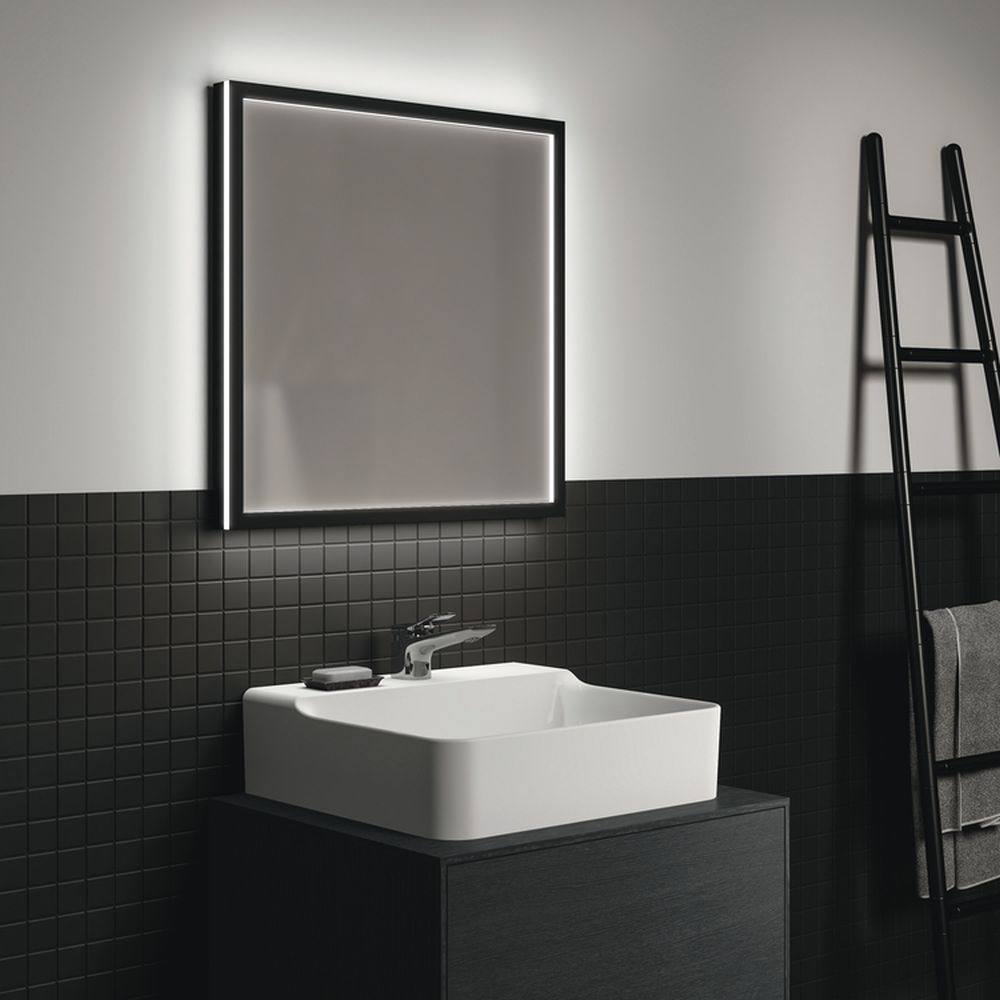 Oglinda patrata cu iluminare LED Ideal Standard Conca 60 cm rama neagra [3]