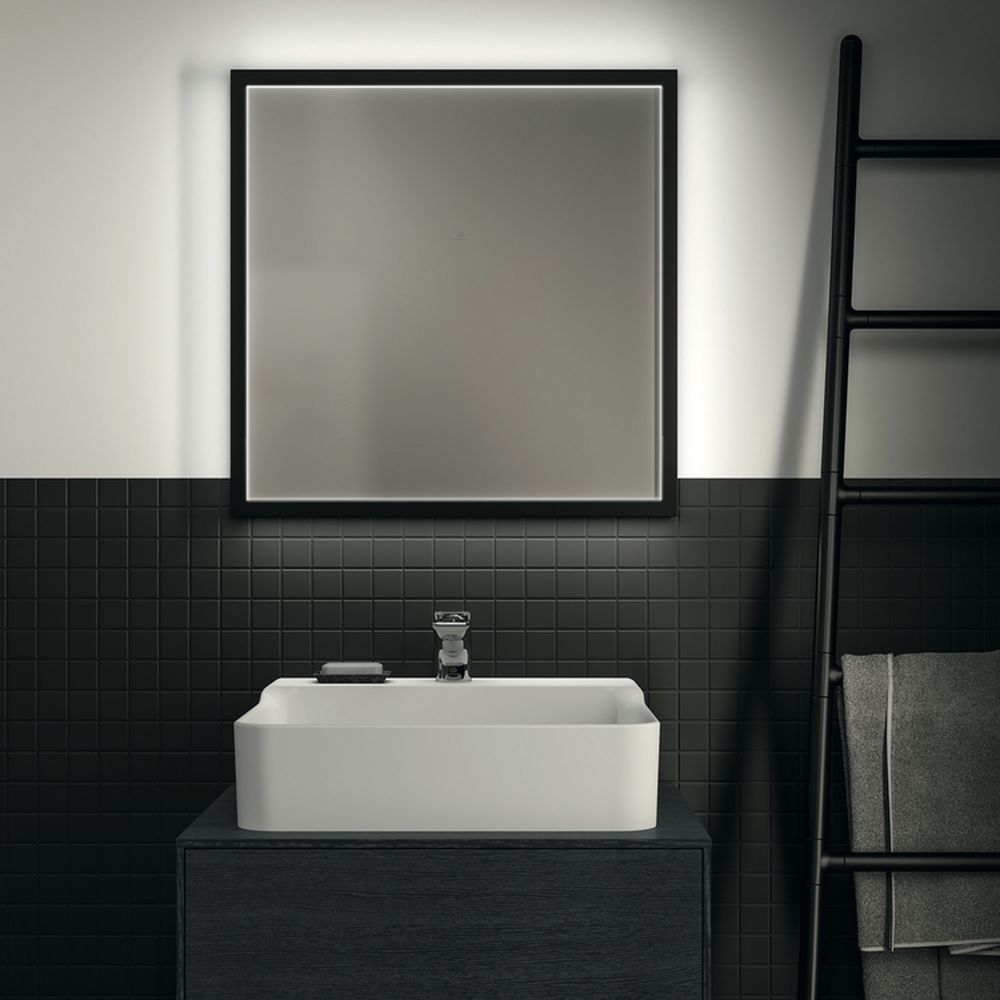 Oglinda patrata cu iluminare LED Ideal Standard Conca 60 cm rama neagra [4]