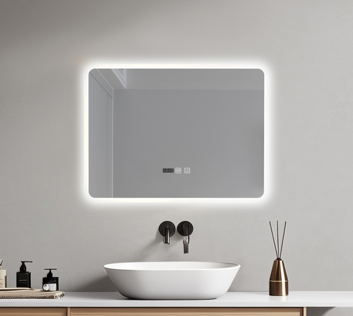 Oglinda baie 80x60 cm, cu iluminare LED, functie dezaburire si intrerupator touch, Belform Atlantis [3]