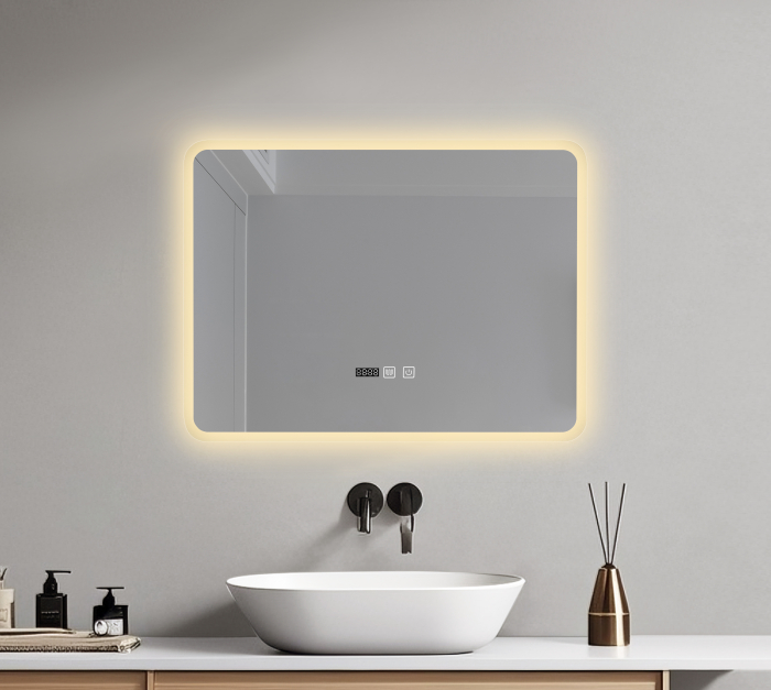 Oglinda baie 80x60 cm, cu iluminare LED, functie dezaburire si intrerupator touch, Belform Atlantis [2]