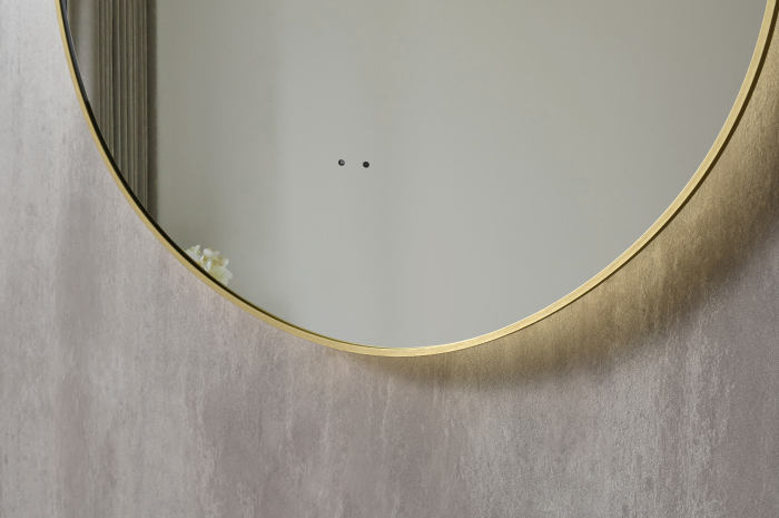 Oglinda baie 60x85 cm, reversibila, cu iluminare LED, rama slim aurie si senzor miscare, Belform Fortuna [5]