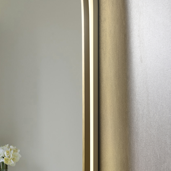 Oglinda baie 60x85 cm, reversibila, cu iluminare LED, rama slim aurie si senzor miscare, Belform Fortuna [7]